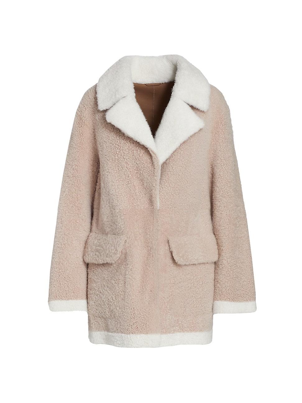 Womens Shearling Notch Collar Coat Product Image