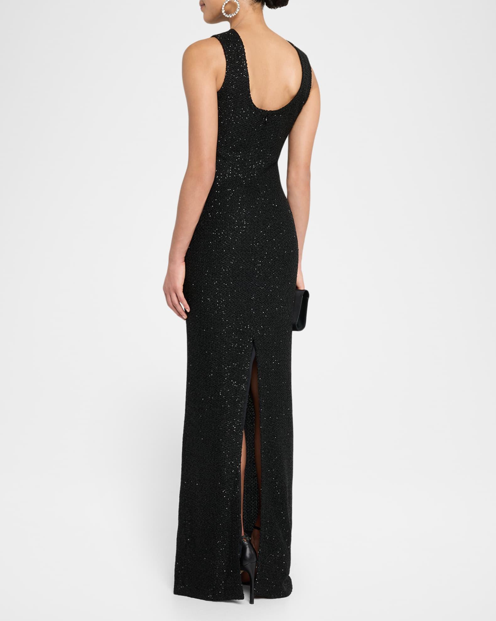 Sleeveless Knit Sequined Gown Product Image