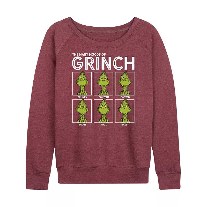 Women's Dr. Seuss The Grinch Many Moods French Terry Long Sleeve Tee, Girl's,  Product Image