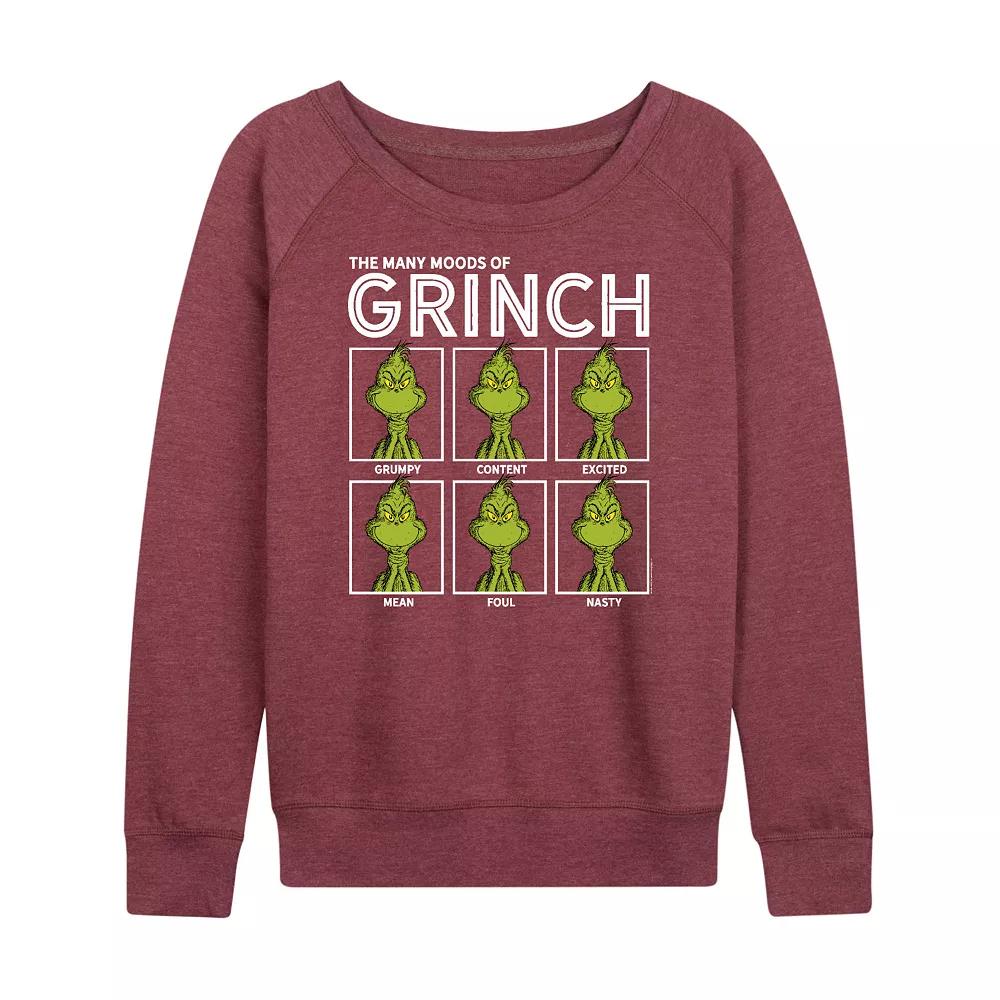 Women's Dr. Seuss The Grinch Many Moods French Terry Long Sleeve Tee, Girl's,  Product Image