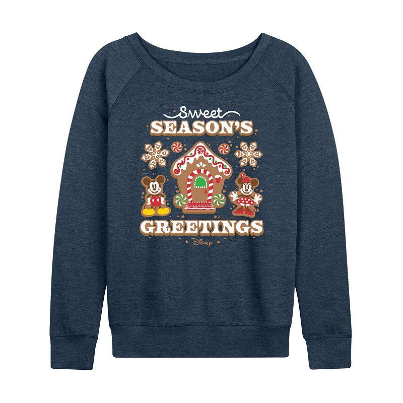 Disney's Mickey and Minnie Mouse Women's Seasons Greetings French Terry Long Sleeve Tee,  Product Image