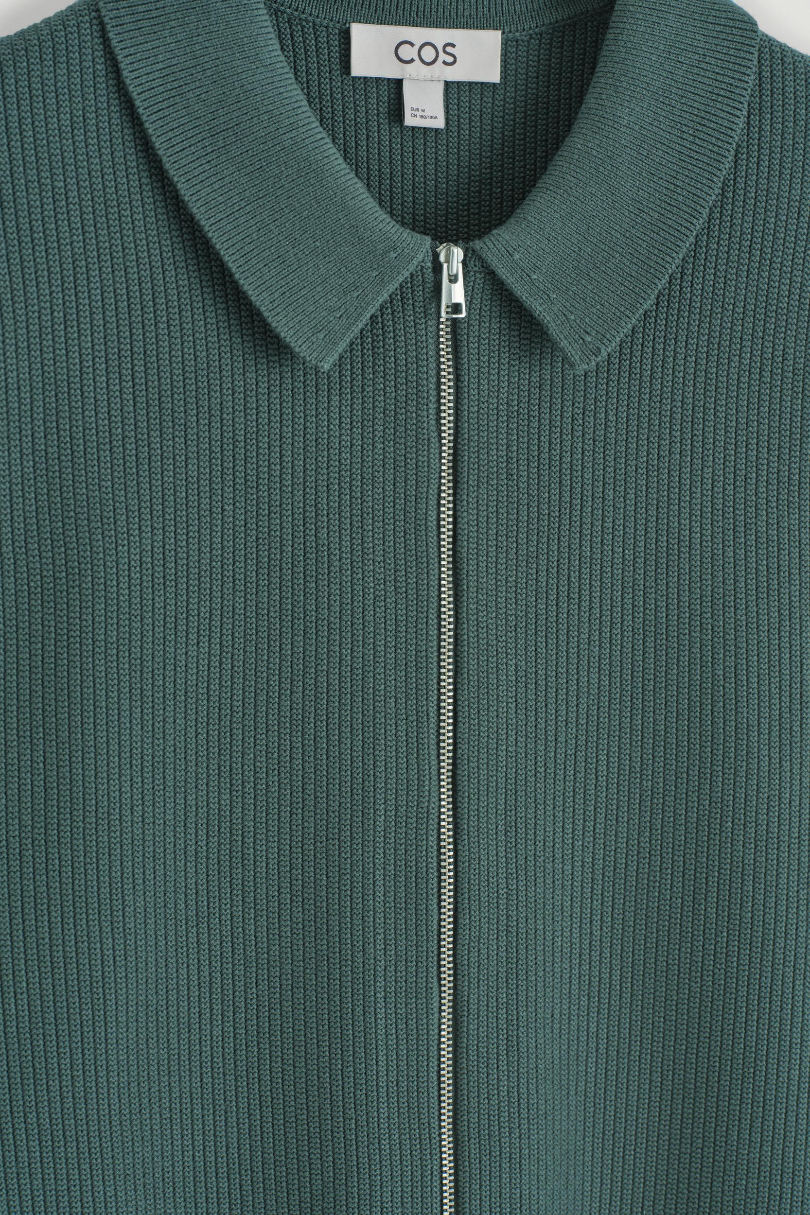 WAFFLE-KNIT COTTON ZIPPED SHIRT Product Image