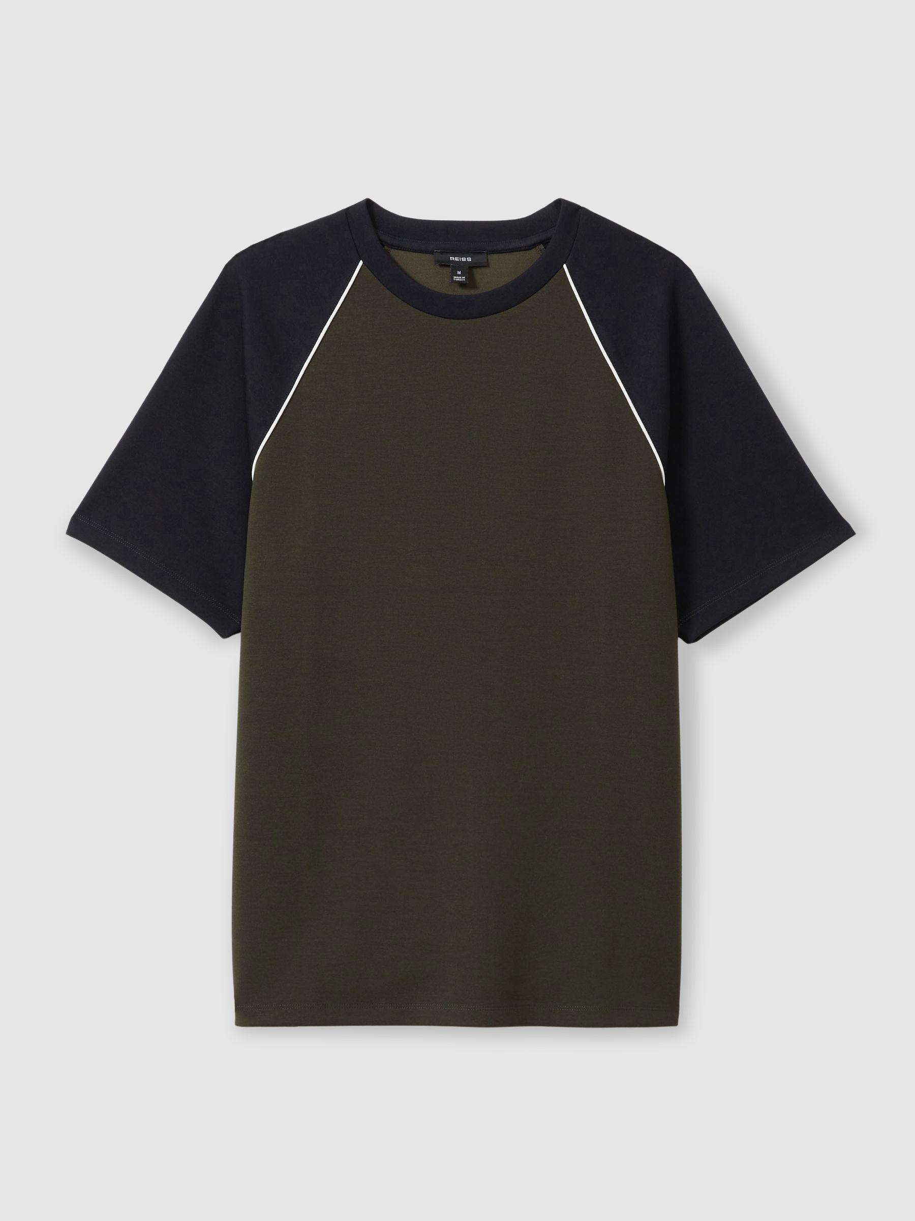 Interlock-Jersey Colour-Block T-Shirt in Forest Green/Navy Blue Product Image