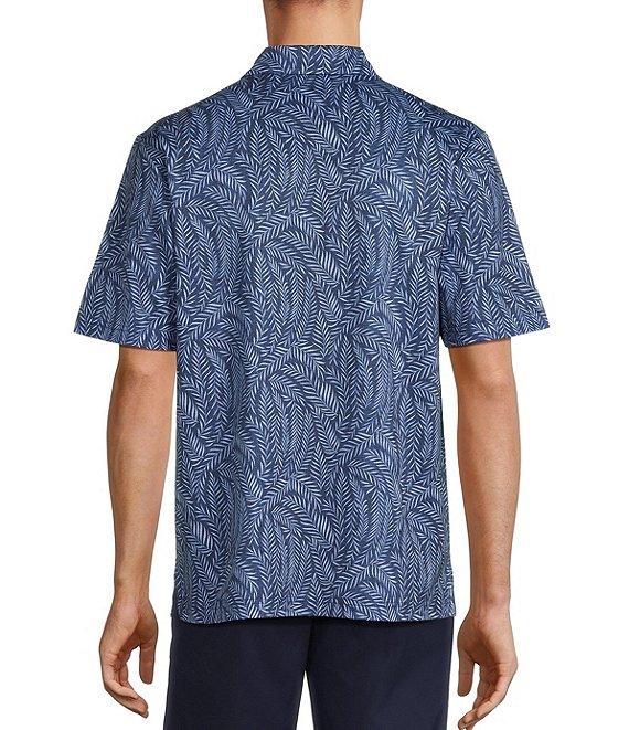 Roundtree & Yorke Performance Short Sleeve Mini Palm Leaf Print Polo Shirt Product Image