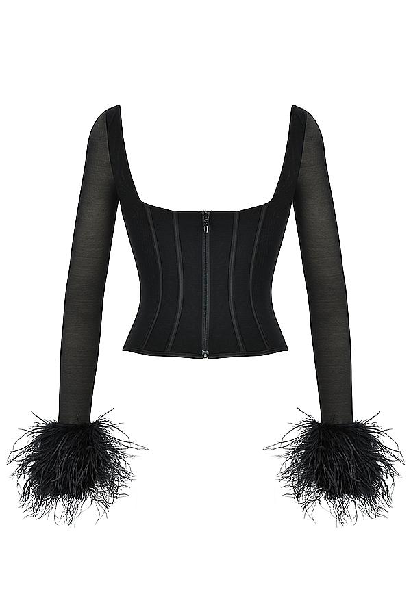 Stella  black mesh trimmed corset - sale Product Image