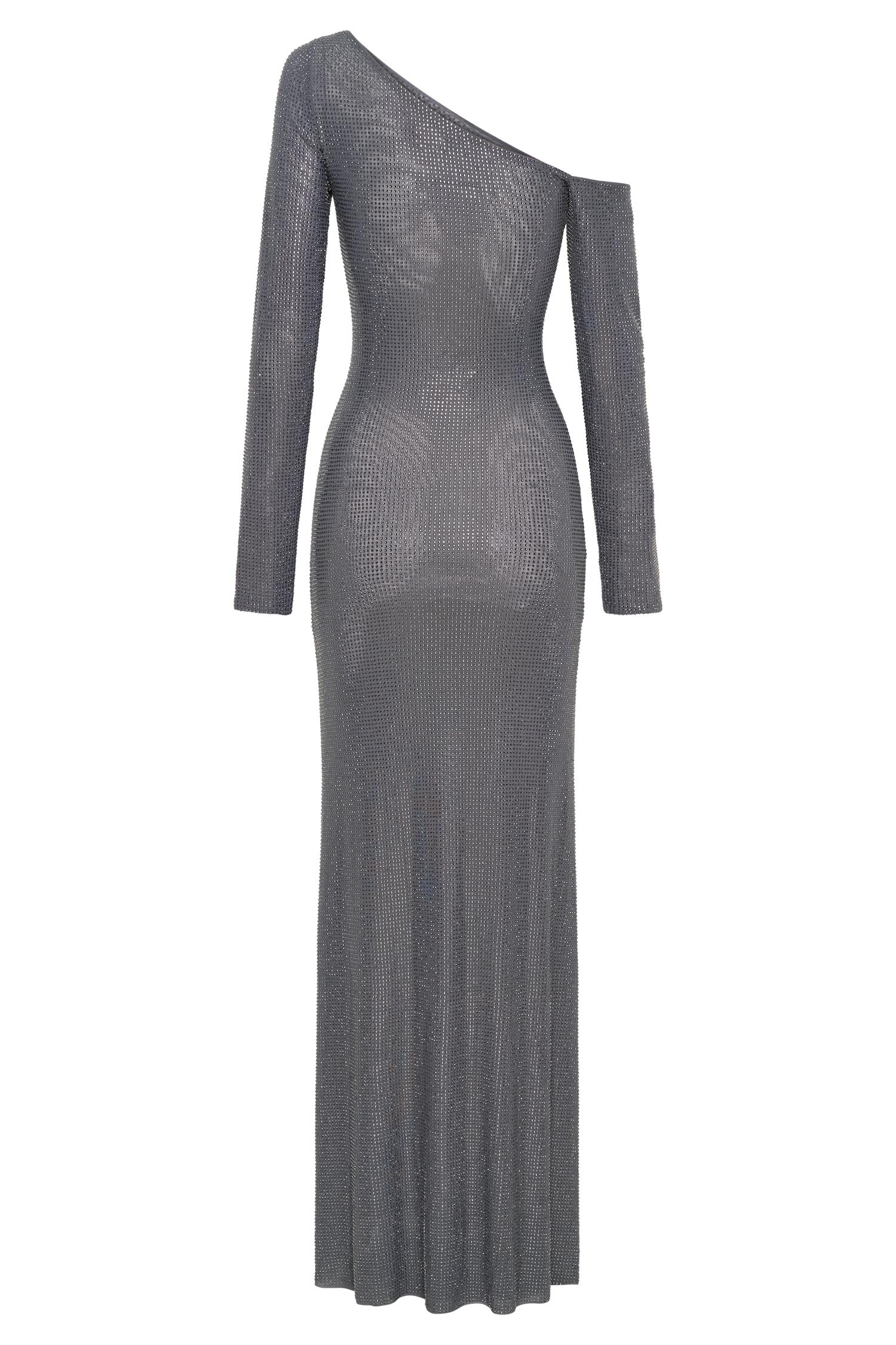 Marcia Diamante Long Sleeve Maxi Dress - Gunmetal Product Image