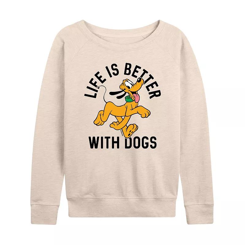 Disney's Pluto Women's Life Is Better With Dogs French Terry Long Sleeve Tee, Girl's,  Product Image