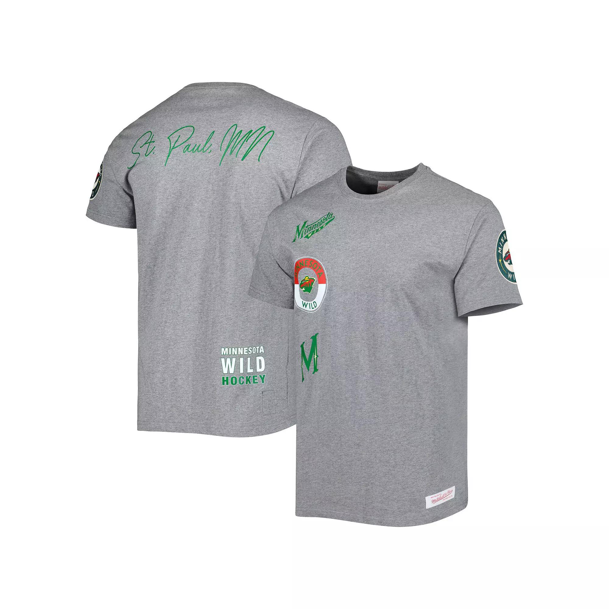 Men's Mitchell & Ness Heather Gray Minnesota Wild City Collection T-Shirt, Size: 2XL, Grey Product Image