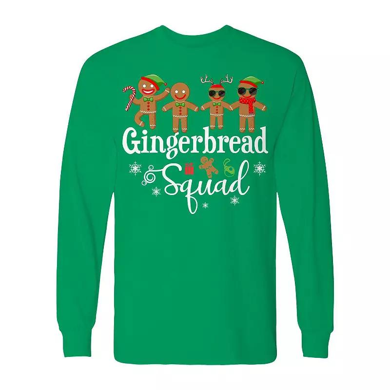 Men's Christmas Gingerbread Squad Long Sleeve Graphic Tee, Size: Small, Black Product Image