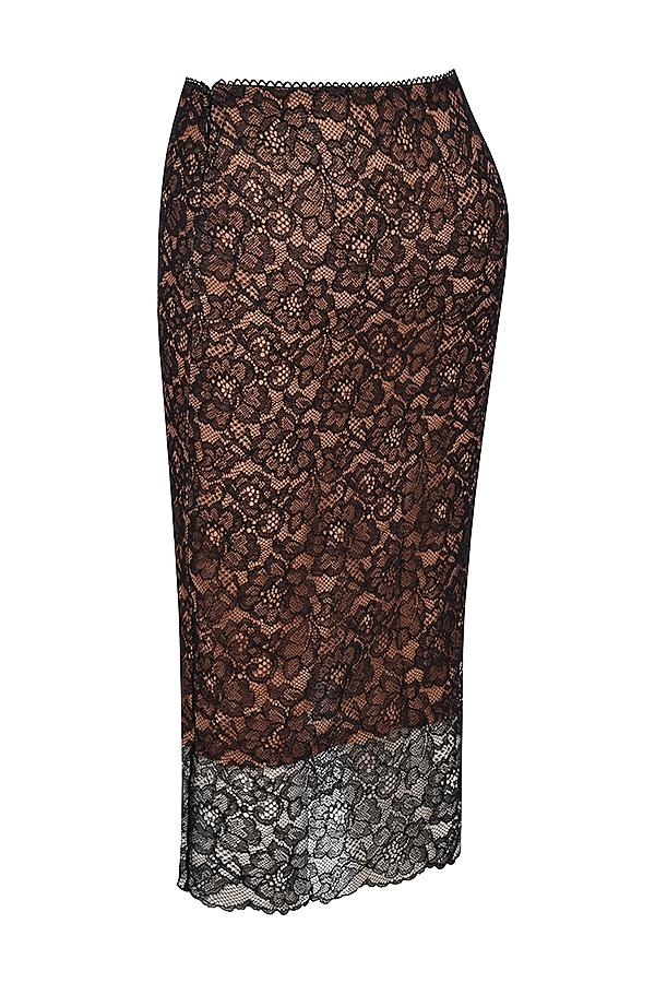 Yolanda  black lace midi skirt Product Image