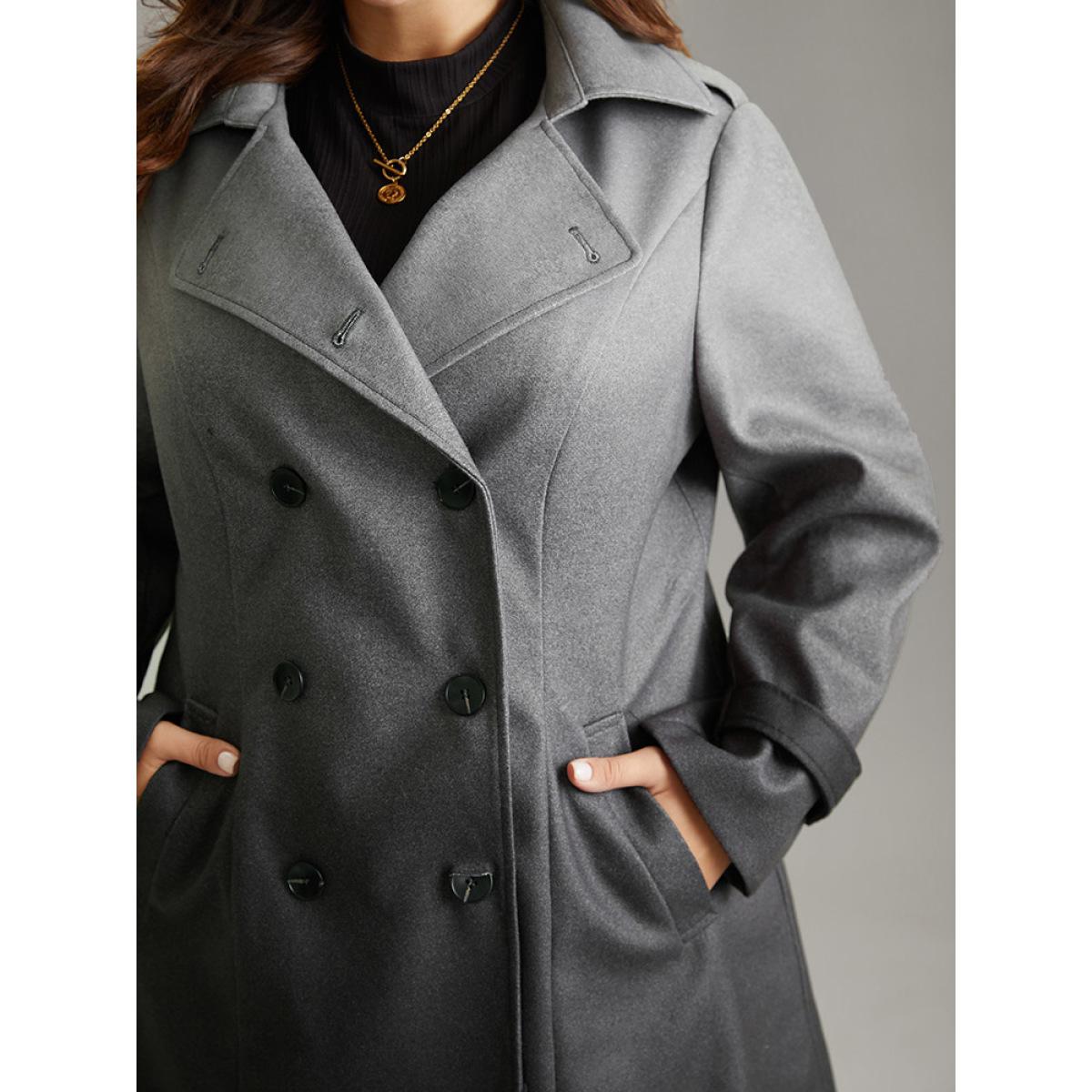 Plus Size Ombre Double Breasted Lapel Collar Coat Women Gray Casual Lined Ladies Dailywear Winter Coats BloomChic 14-16/1X Product Image