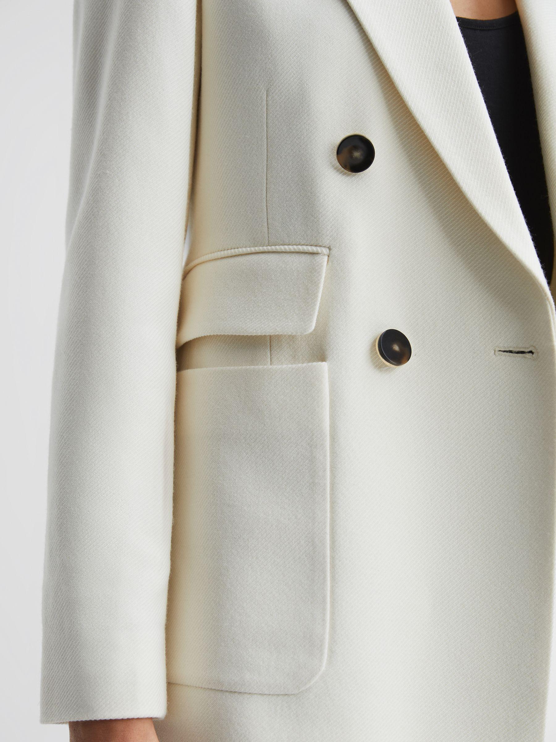 Double Breasted Twill Blazer in White Product Image