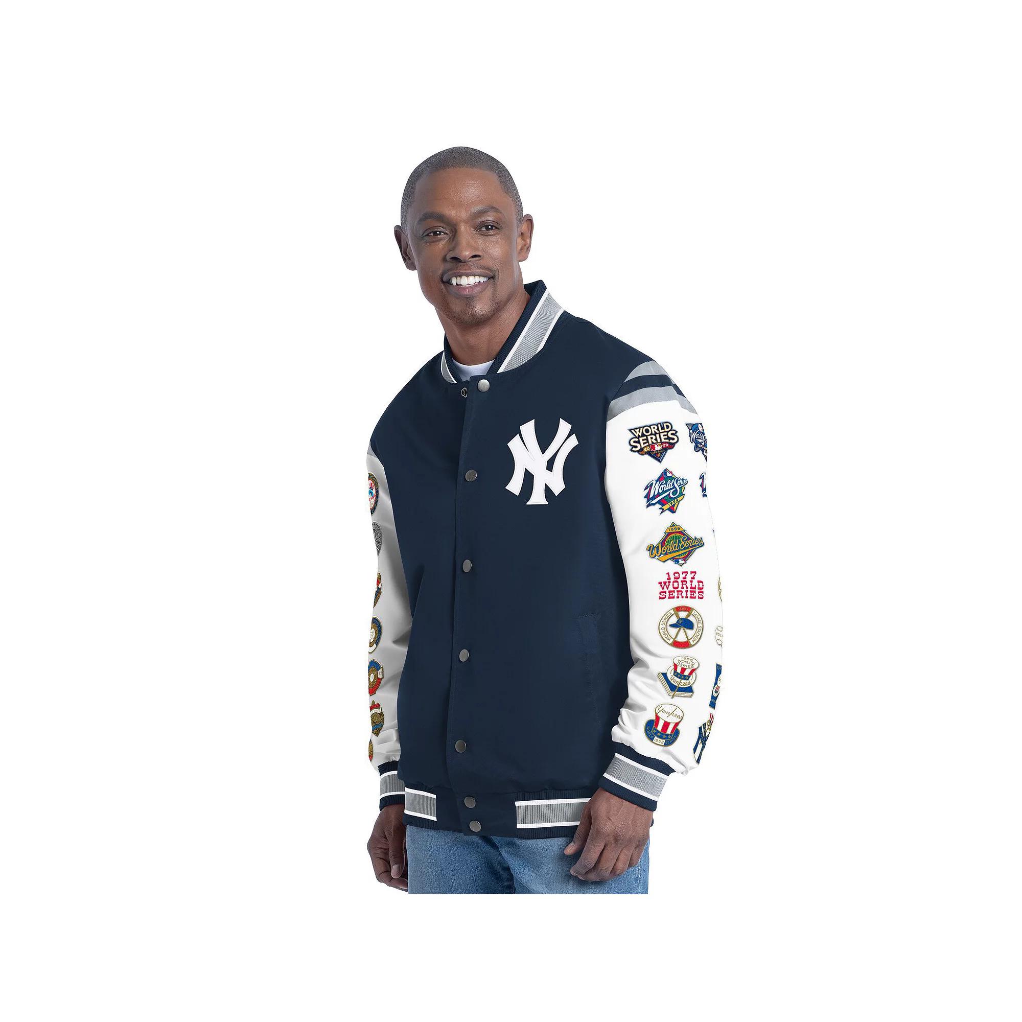 Men's G-III Sports by Carl Banks Navy New York Yankees Recruit Commemorative Full-Snap Varsity Jacket,  Product Image