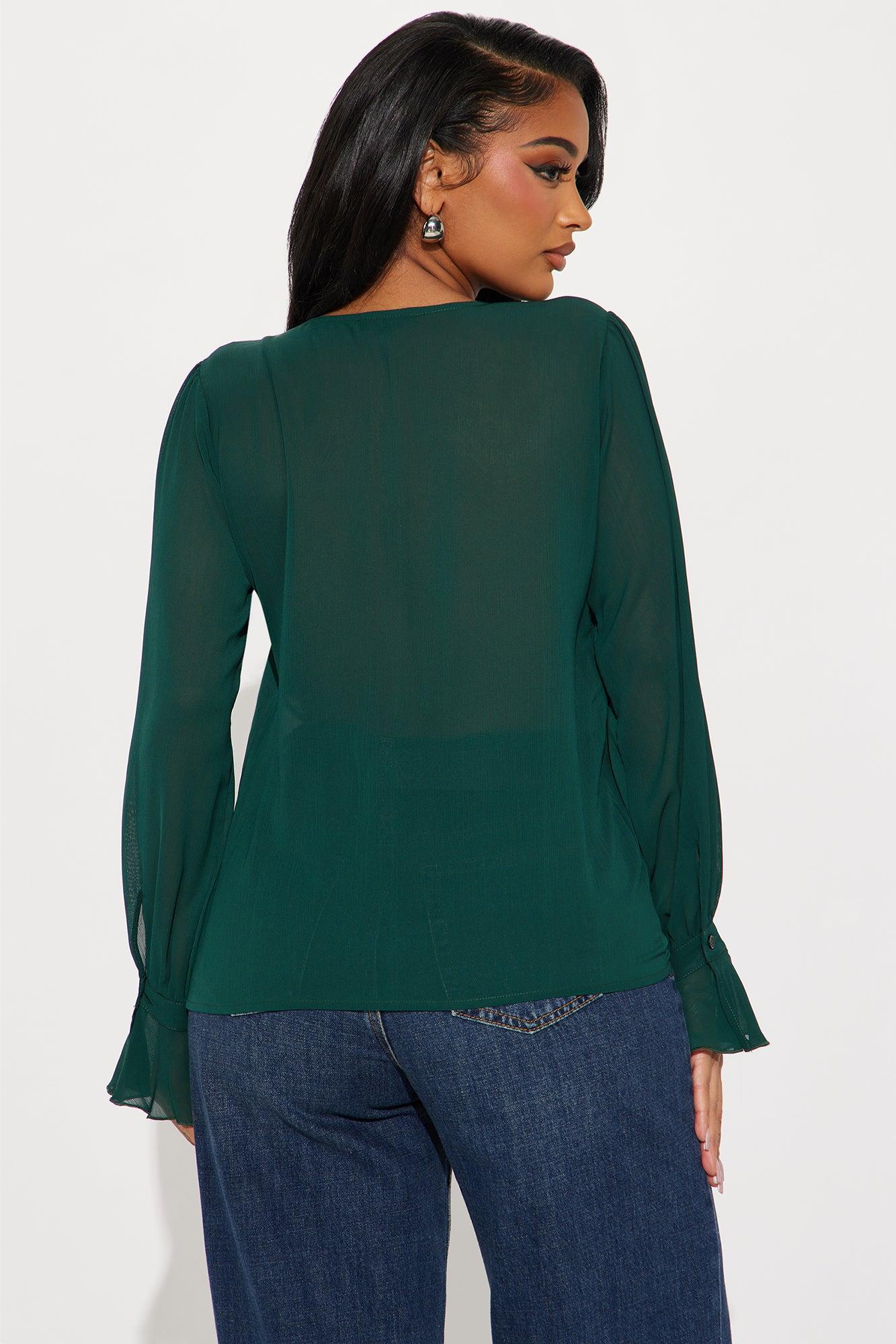Zephyra Ruffle Top - Hunter Product Image