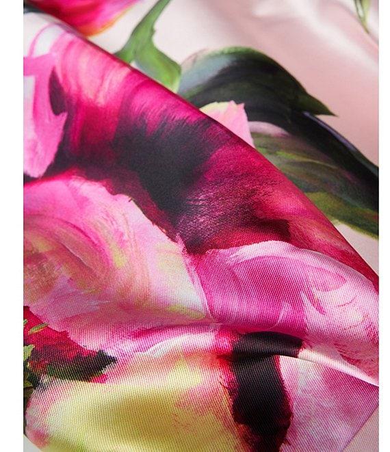 Kay Unger Vneck Sleeveless Floral Placement Print Fit & Flare Midi Dress Product Image