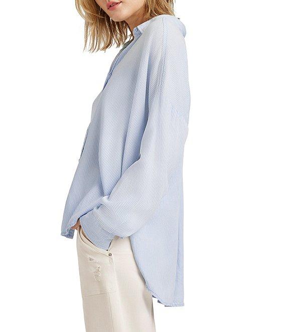 Splendid Ella Stripe Print Point Collar Long Sleeve Button Down Blouse Product Image