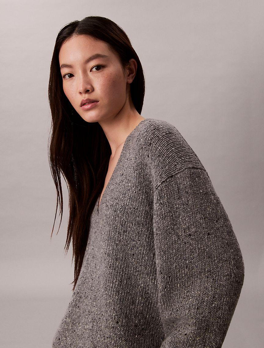 Chunky Relaxed V Neck Sweater Product Image