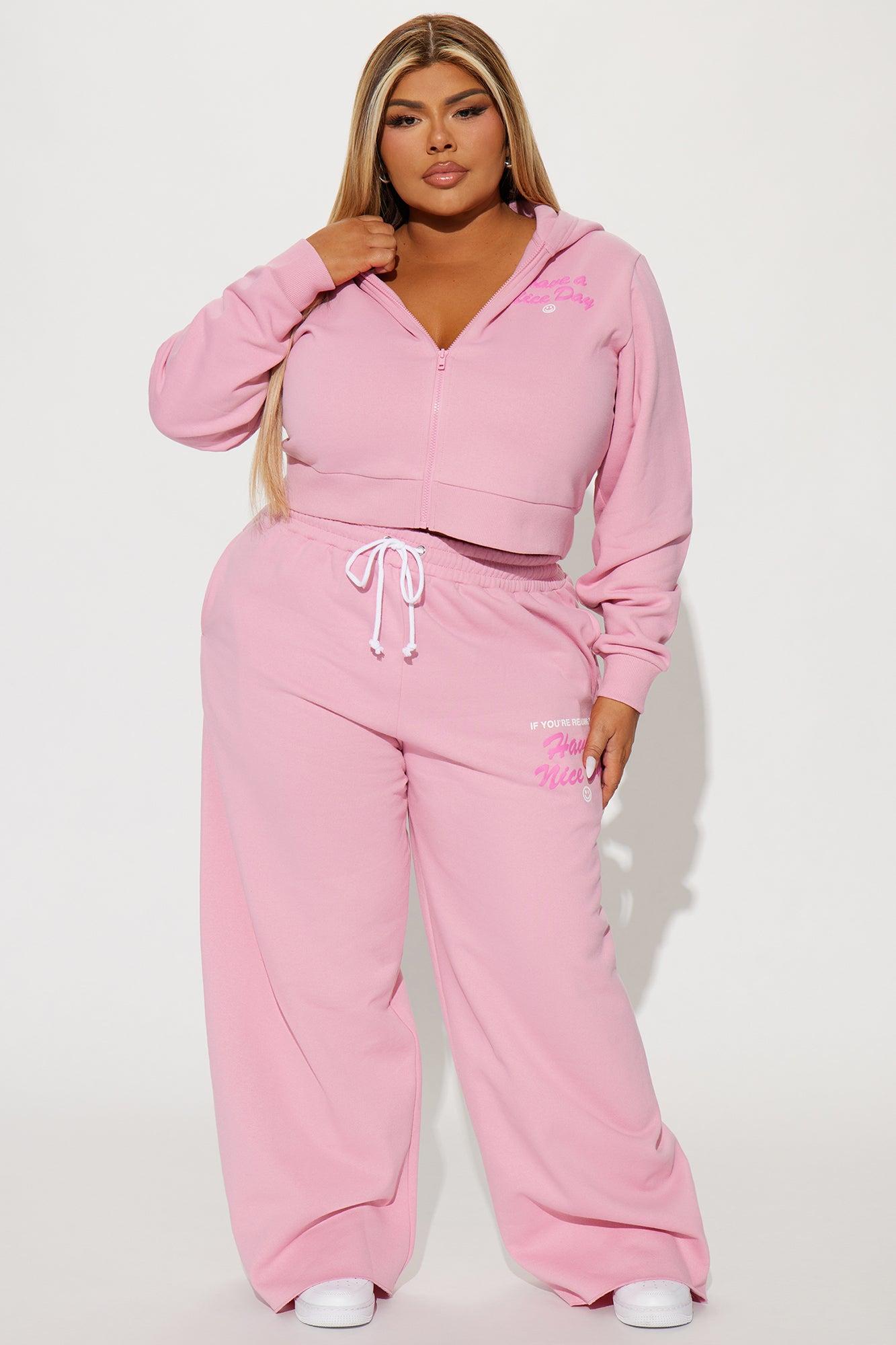 Have A Nice Day Zip Front Hoodie - Pink Product Image