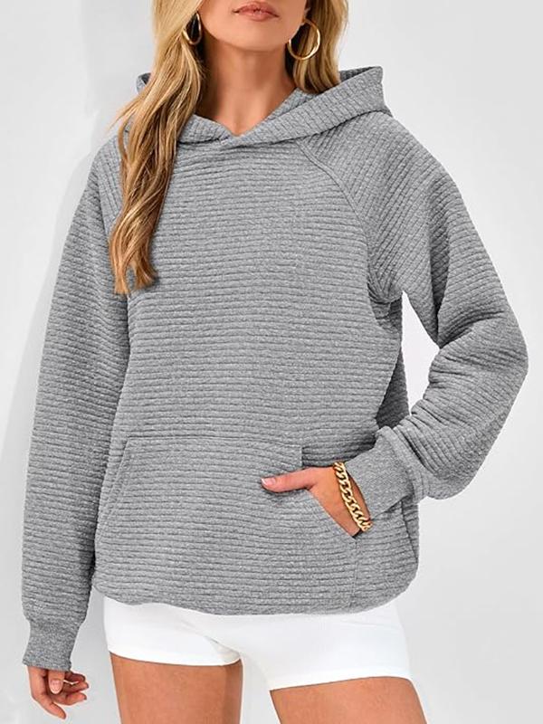 Hooded Long Sleeves Pockets Solid Color Split-Joint Hoodies Tops Product Image
