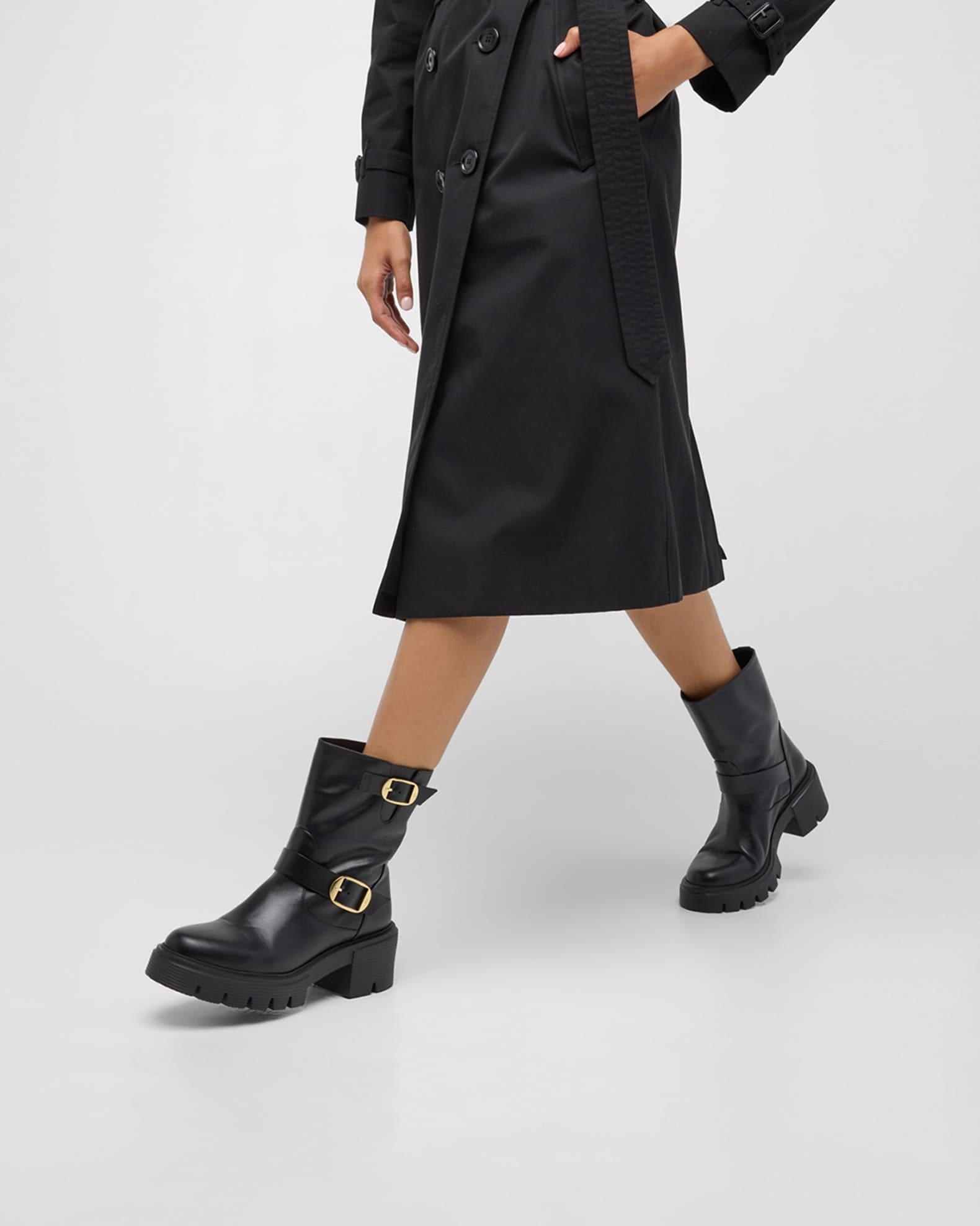 Soho Calfskin Buckle Moto Booties Product Image