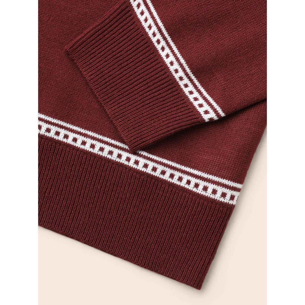 Plus Size Geo Reindeer Printed Sleeves Straight Fit Pullover Scarlet Women Casual Loose Long Sleeve Round Neck Everyday Pullovers BloomChic 12/L Product Image