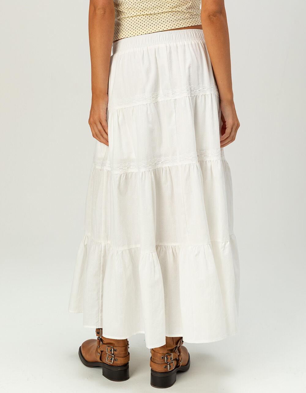 RSQ Womens Mid Rise Tiered Midi Skirt - WHITE Product Image