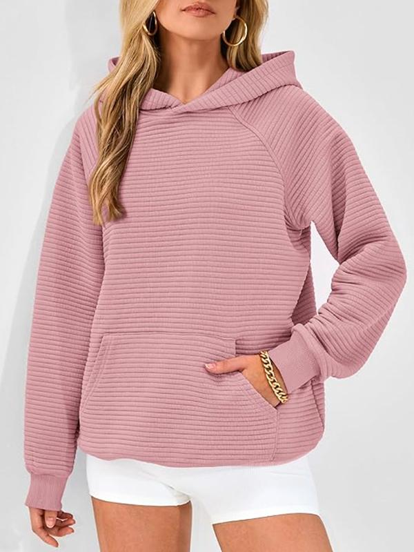 Hooded Long Sleeves Pockets Solid Color Split-Joint Hoodies Tops Product Image