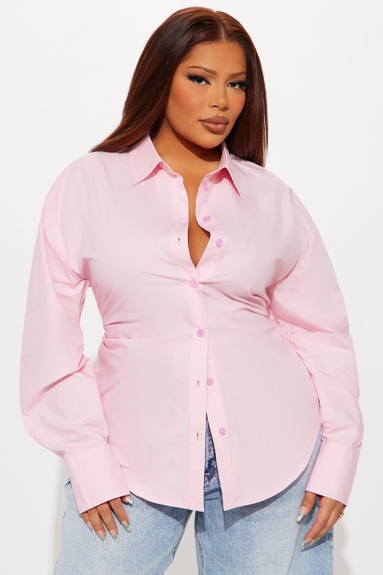 Alaia Poplin Button Up Shirt - Pink Female Product Image