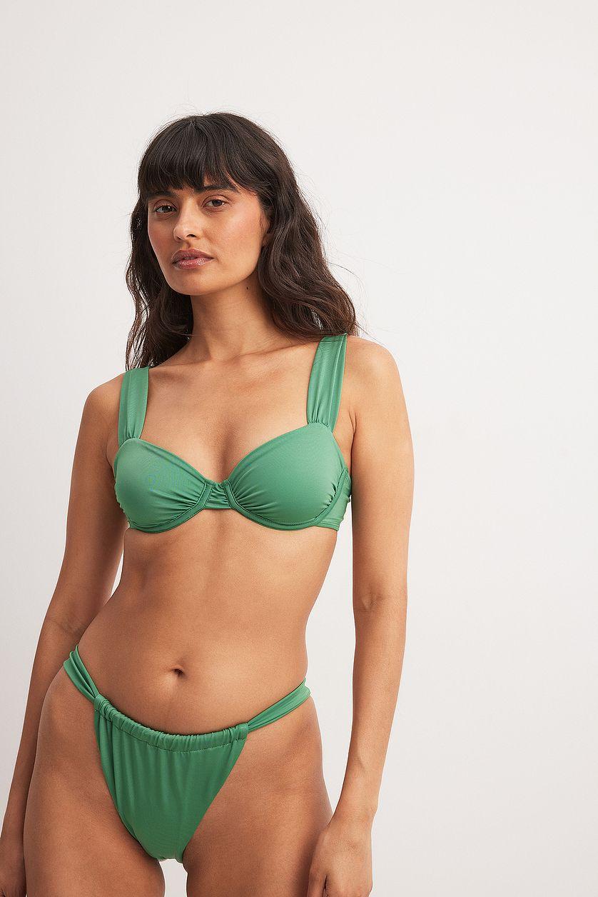 Shiny Wide Strap Draped Bikini Bra Product Image