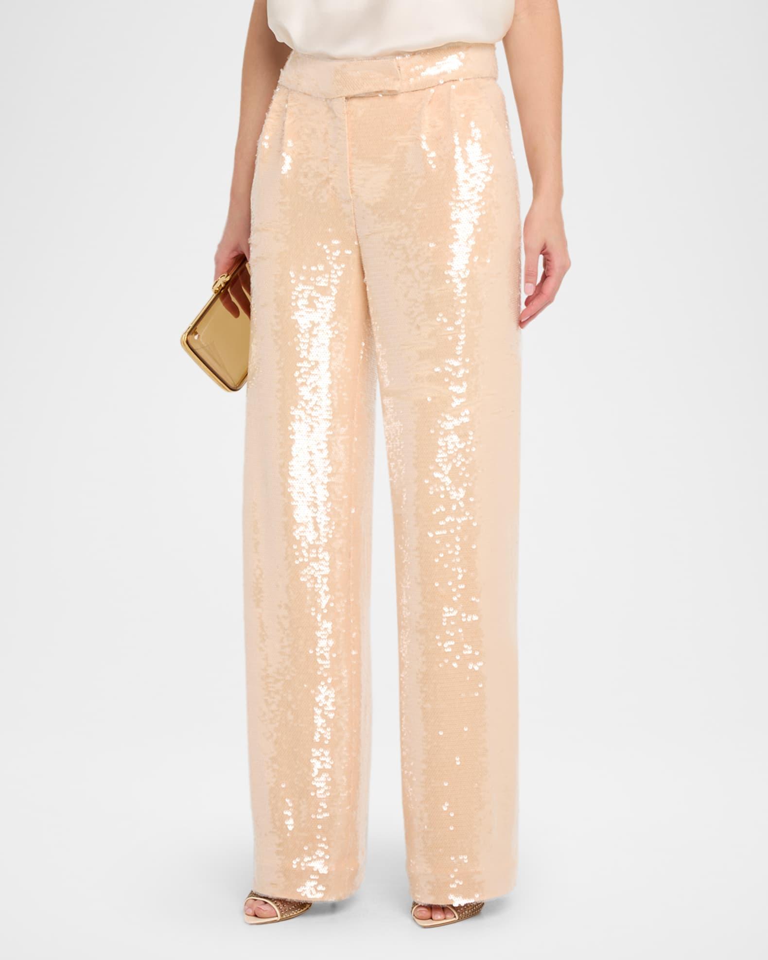 Sequin Pleated Wide-Leg Trousers Product Image