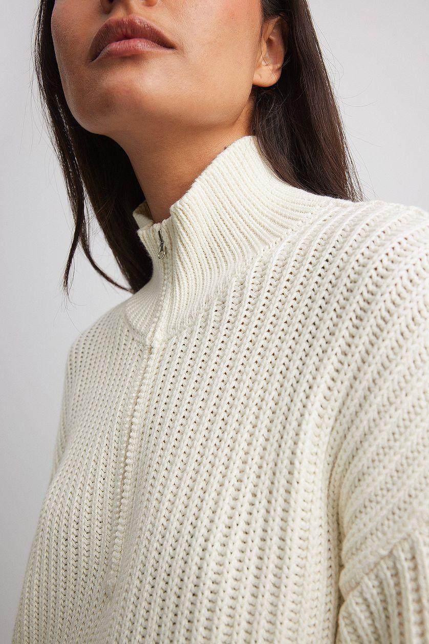 High Neck Zipped Knitted Sweater Product Image