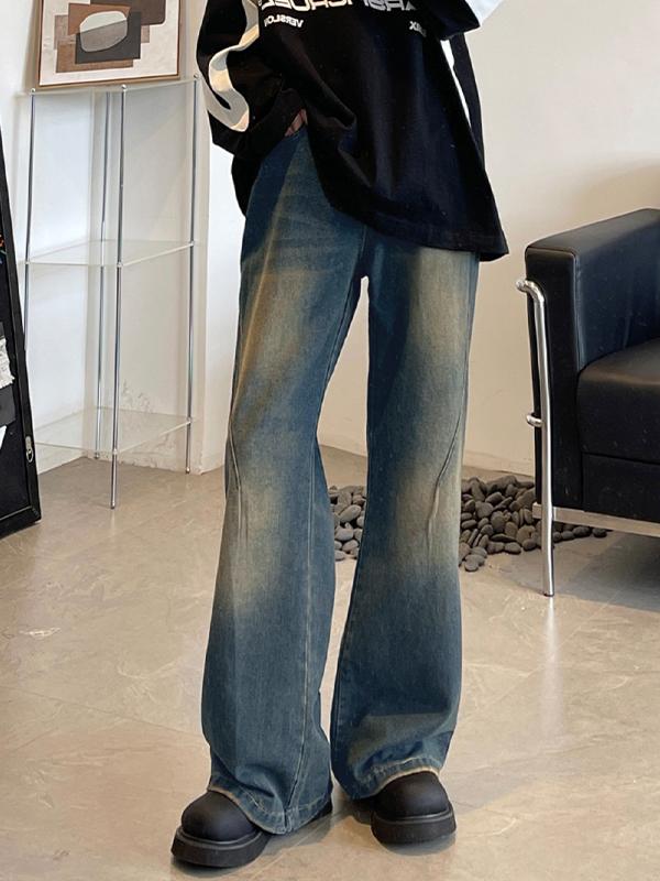 Men's Wash Distressed Ombre Loose Jeans Product Image