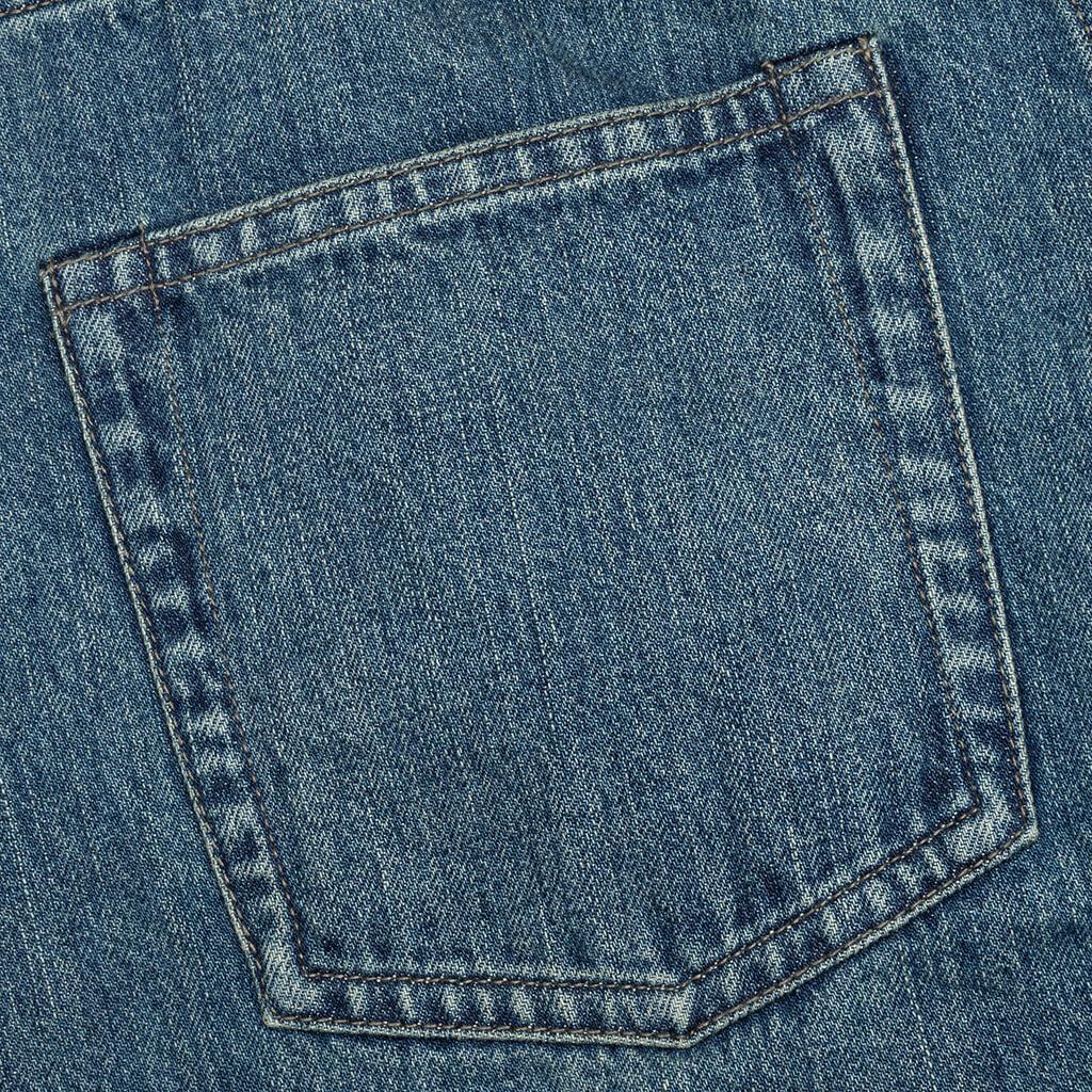 Washed and Bleached Raw Denim Trousers - Blue Male Product Image