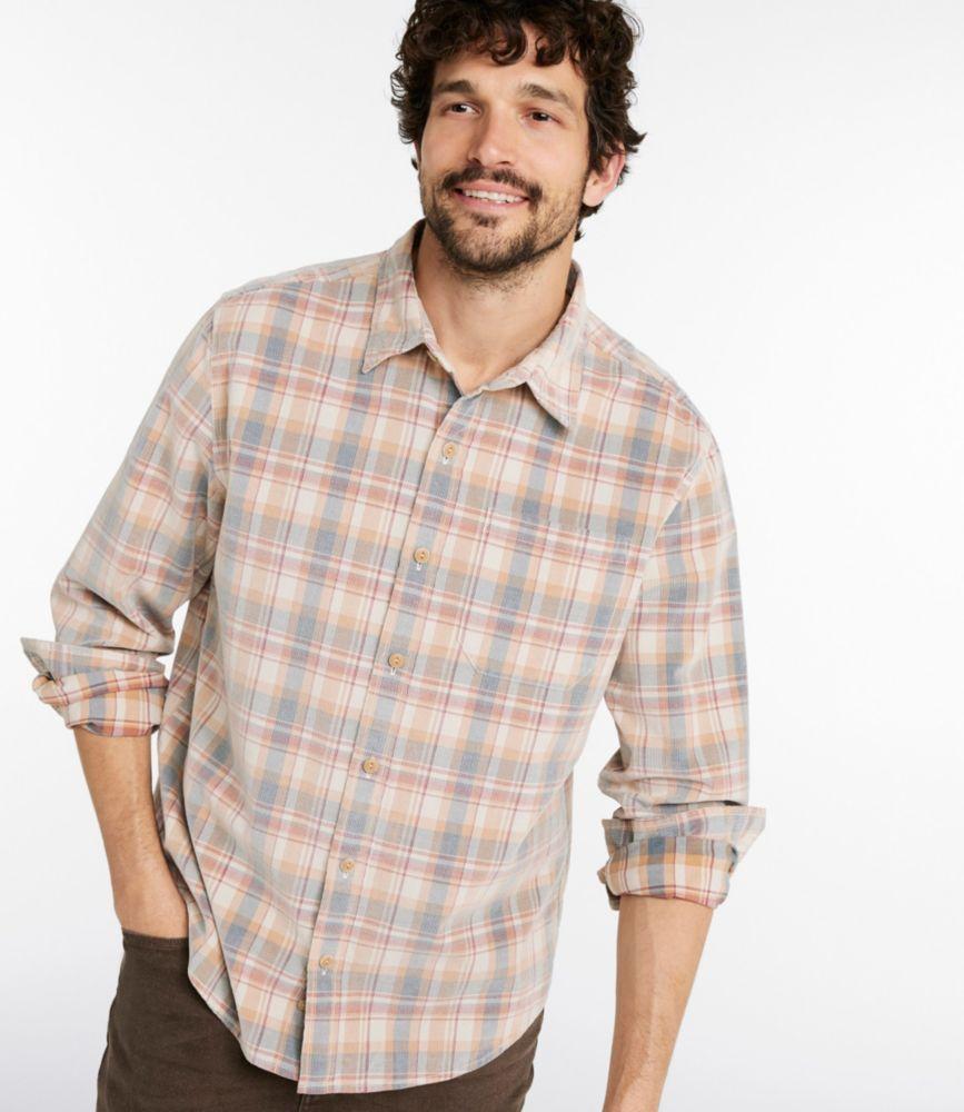 Men's Sunwashed Corduroy Shirt, Slightly Fitted Untucked Fit, Plaid Product Image