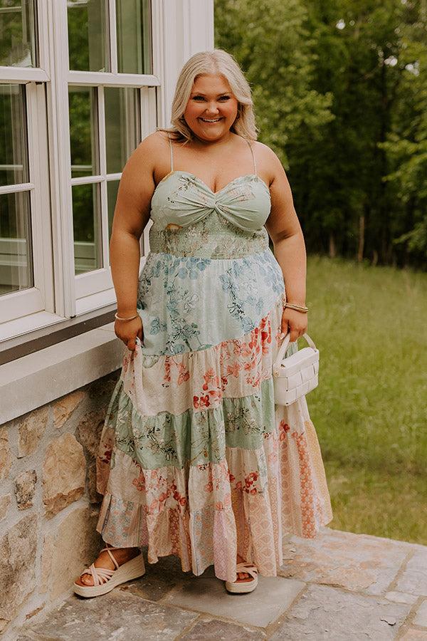 Whisk Me Away Floral Tiered Maxi Dress Curves Product Image