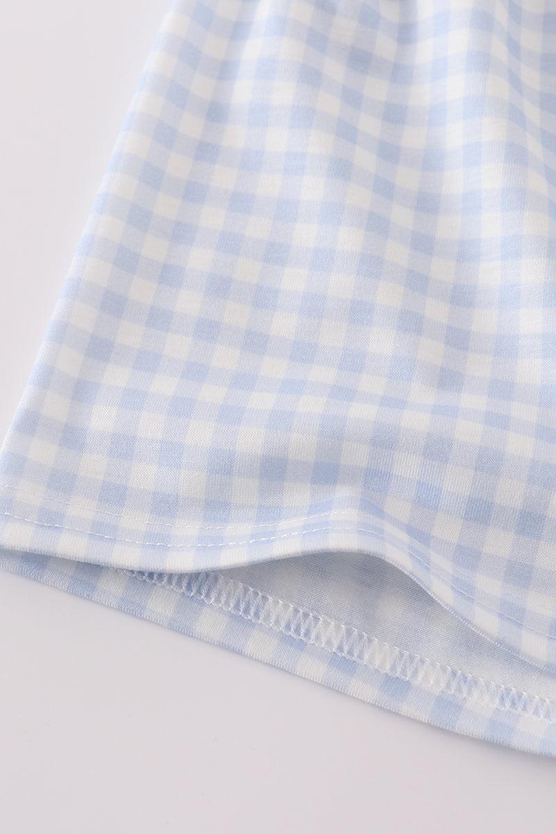 Blue whale embroidery smocked shorts set Product Image