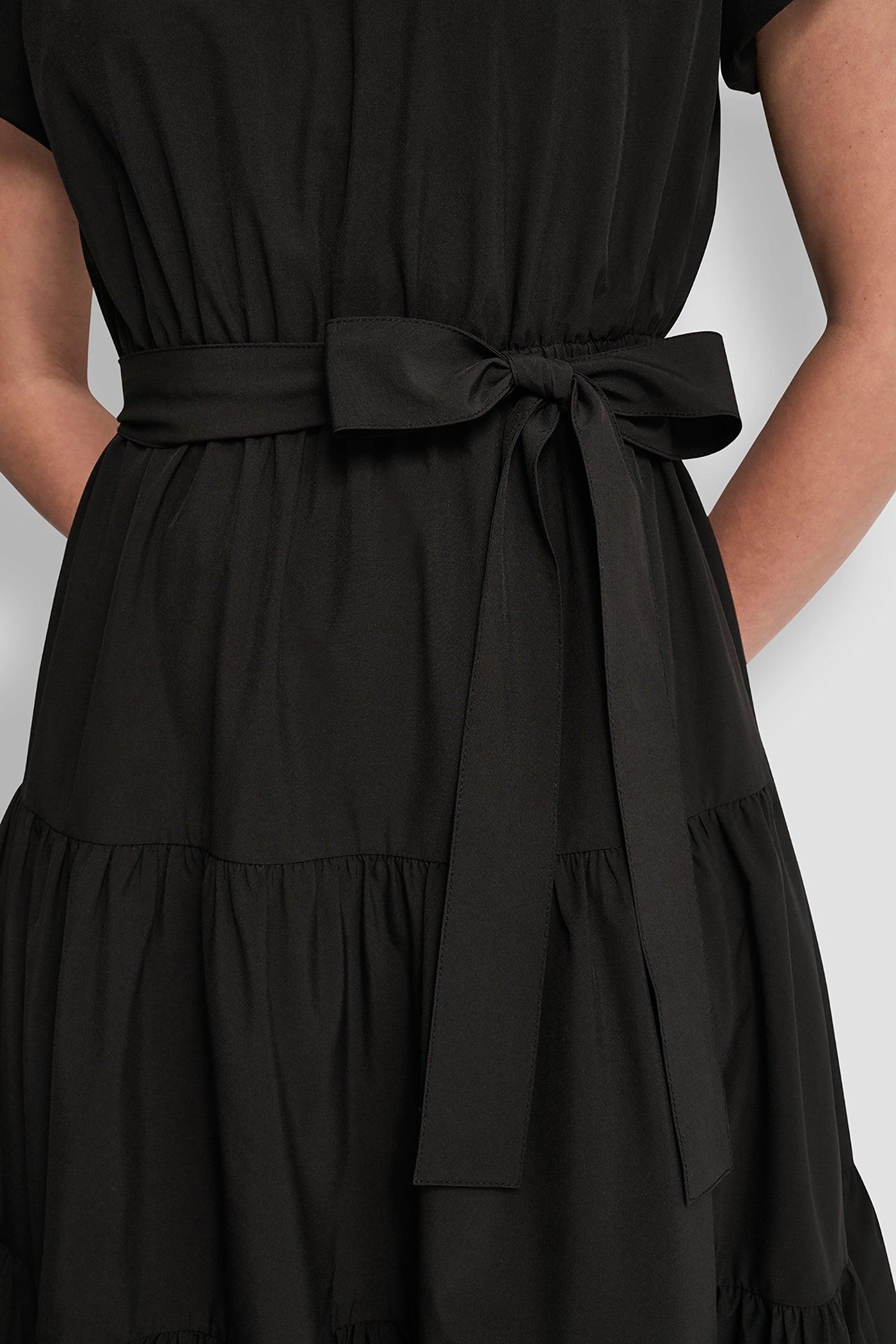 PUFF SLEEVE V-NECK FIT & FLARE DRESS Product Image