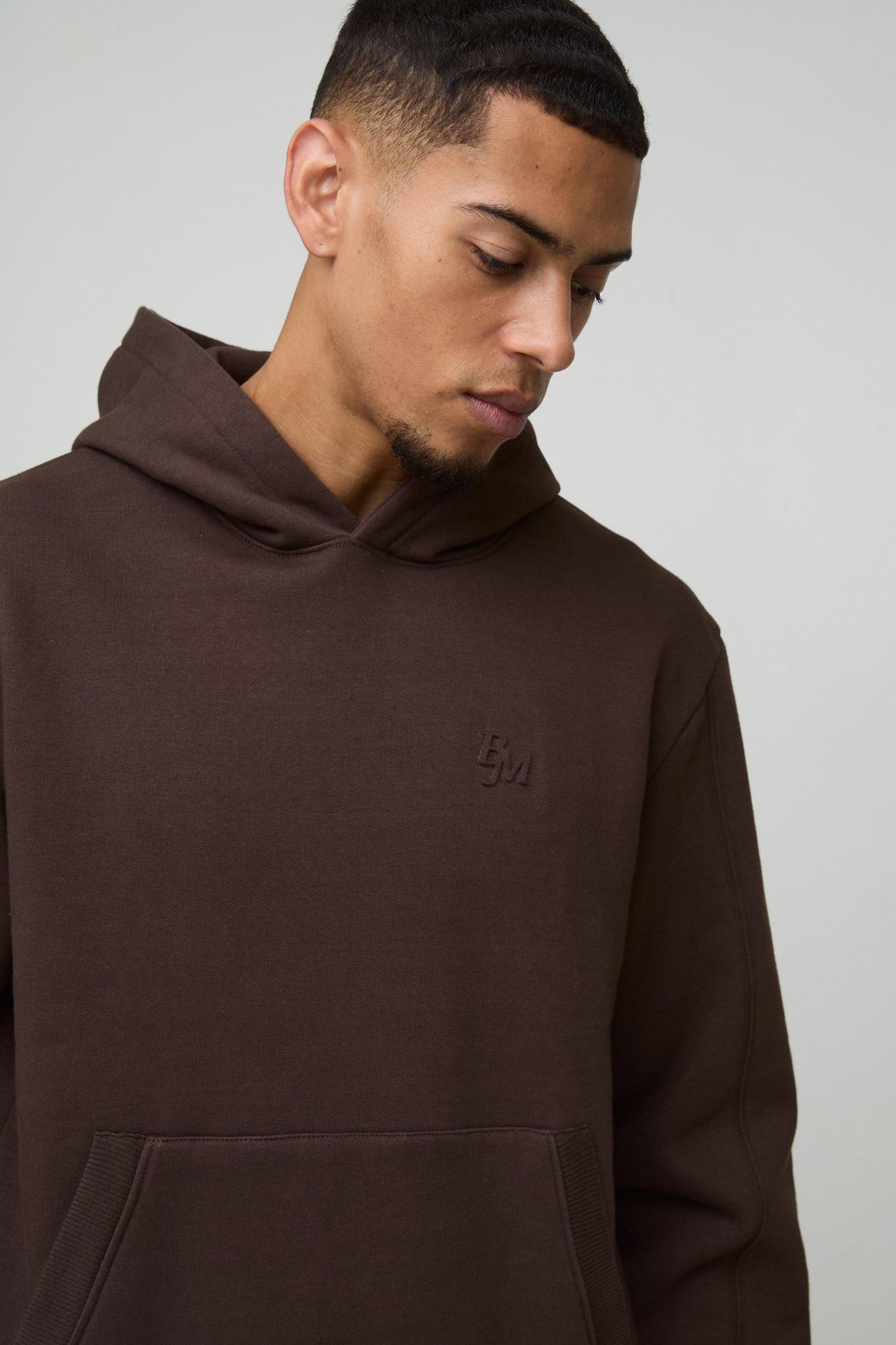 Regular Fit Embossed Heavyweight Hoodie | boohooMAN USA Product Image