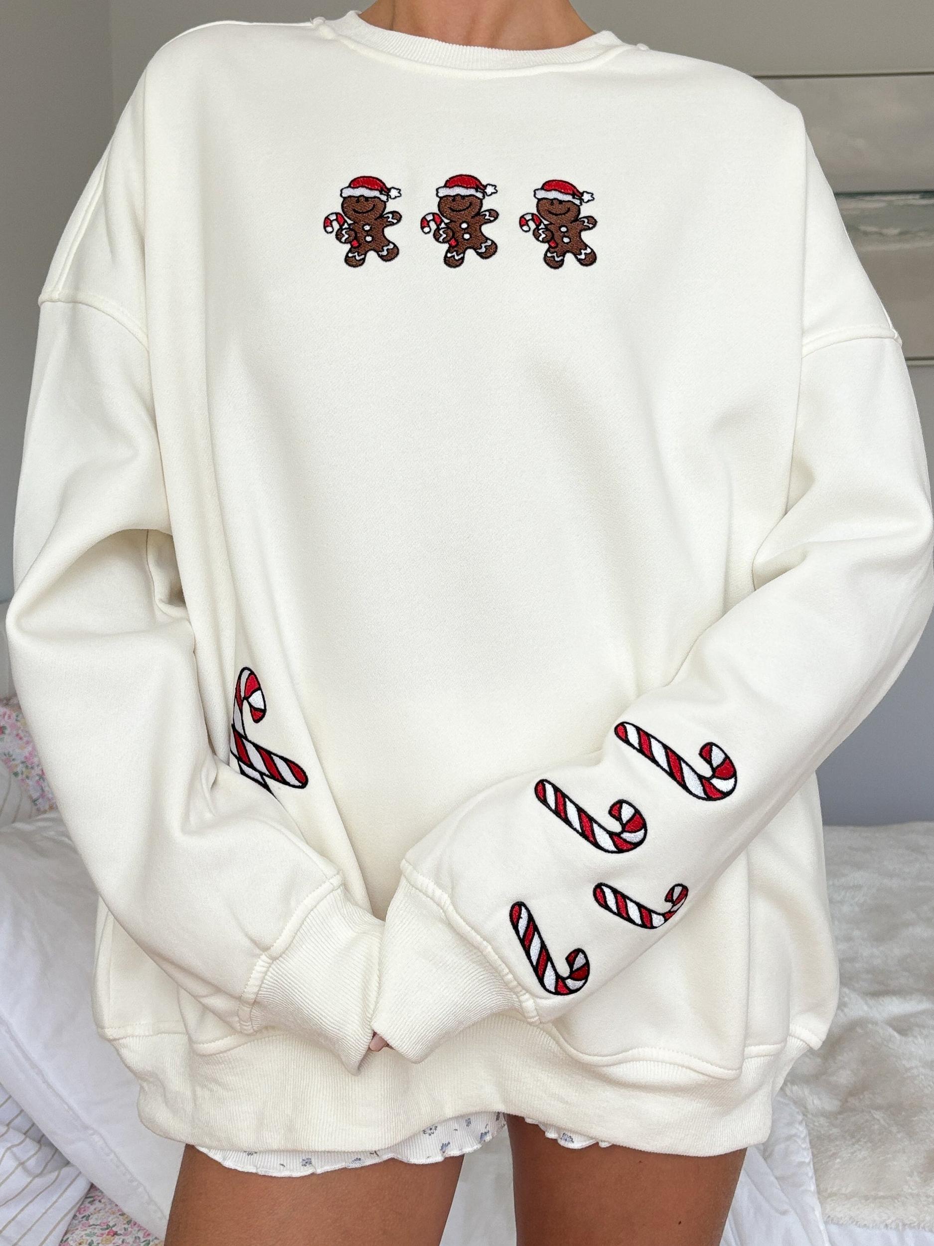 Ivory Gingerbread Recipe Christmas Embroider Sweatshirt Product Image