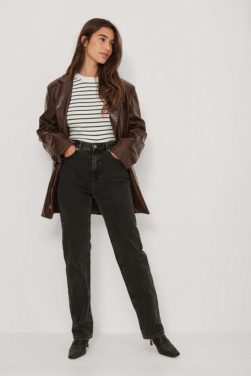 Ribbed Knitted Round Neck Sweater Product Image