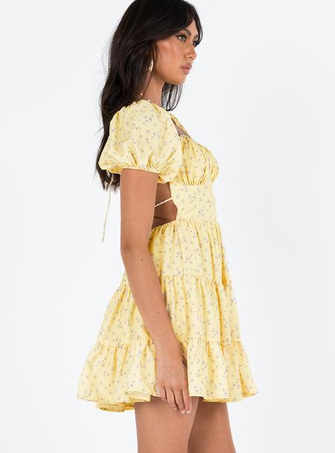 Danny Mini Dress Yellow Floral Product Image