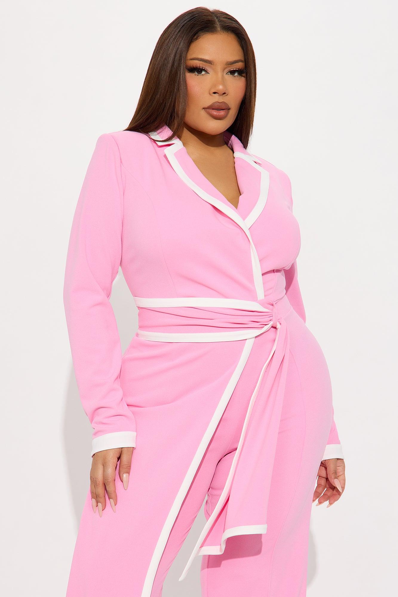 True Boss Long Sleeve Jumpsuit - Pink Product Image
