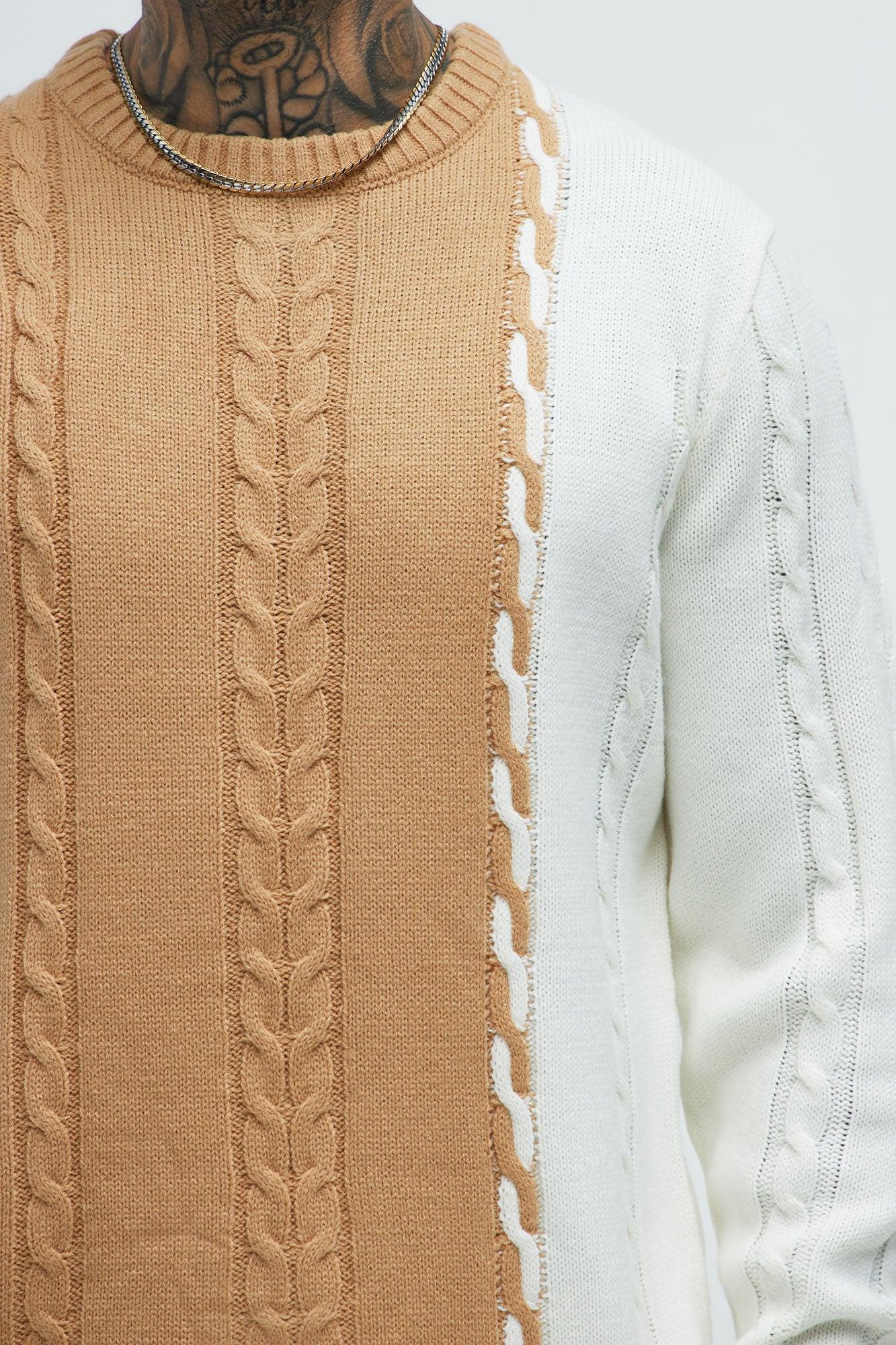 Cody Cable Knit Sweater - Camel/combo Male Product Image