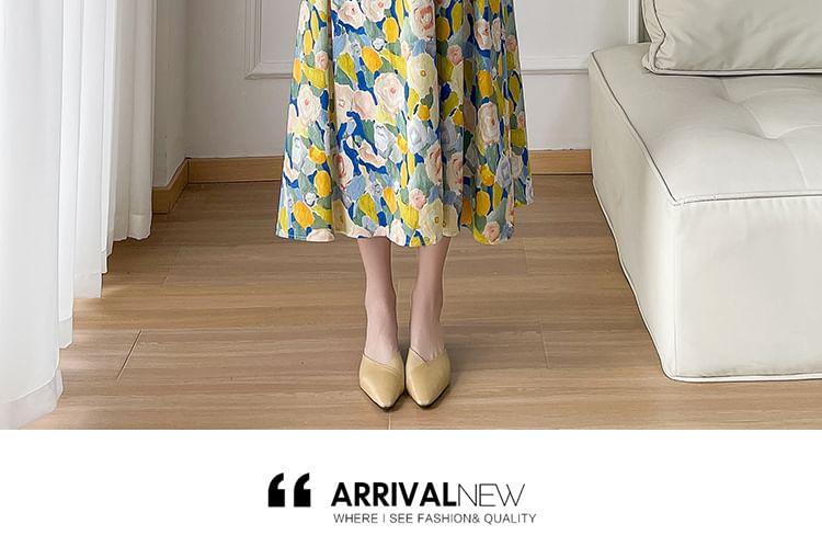 Maternity Spaghetti Strap Floral Midi A-Line Dress / Plain Cardigan / Set Product Image