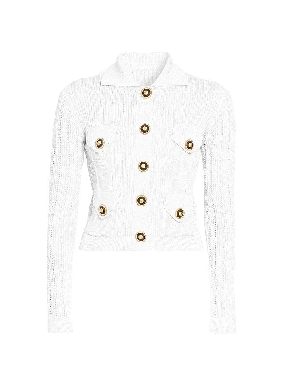 Womens Logo Rib-Knit Button-Front Cardigan Product Image