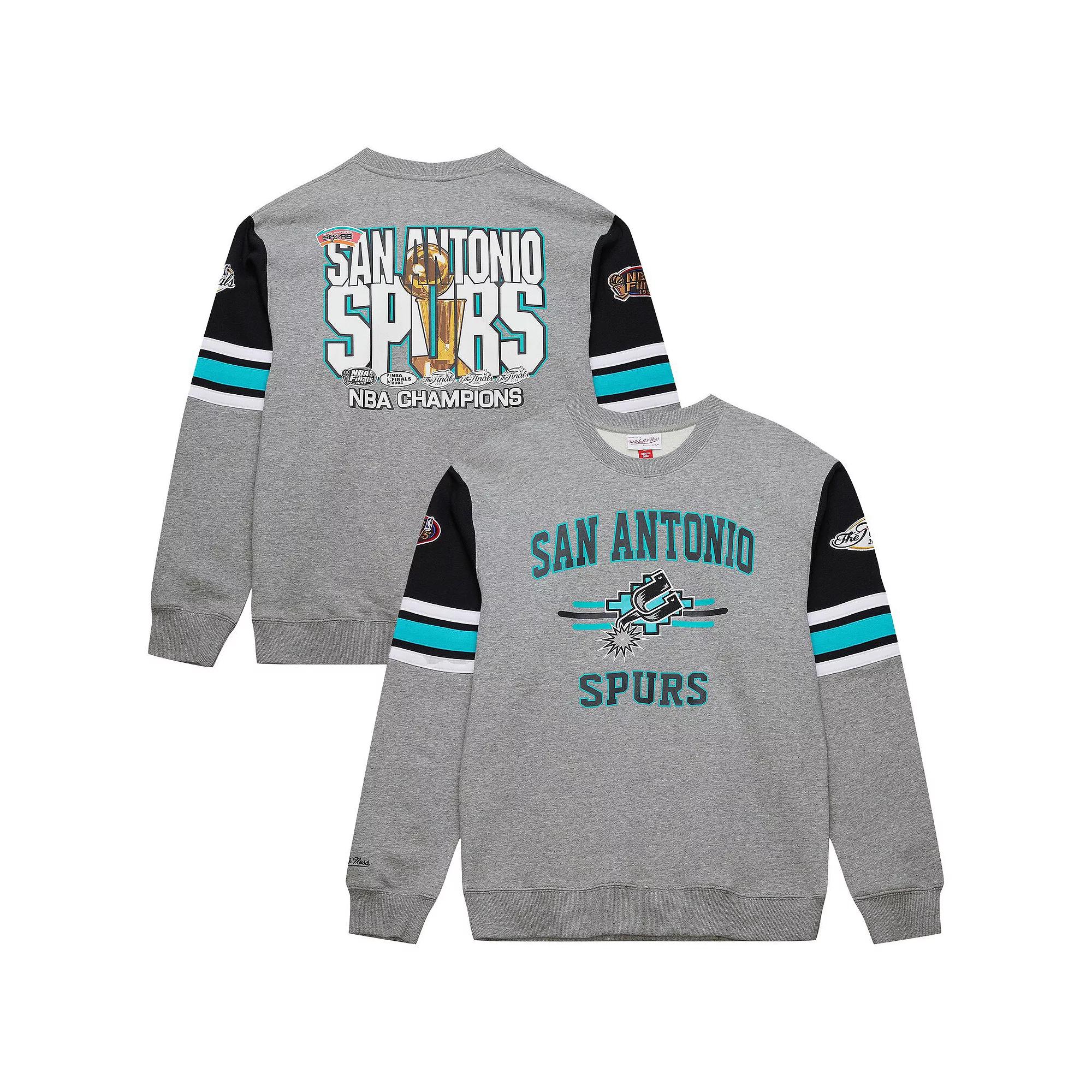 Men's Mitchell & Ness Heather Gray San Antonio Spurs Hardwood Classics All Over 4.0 Pullover Sweatshirt, Size: XL, Grey Product Image