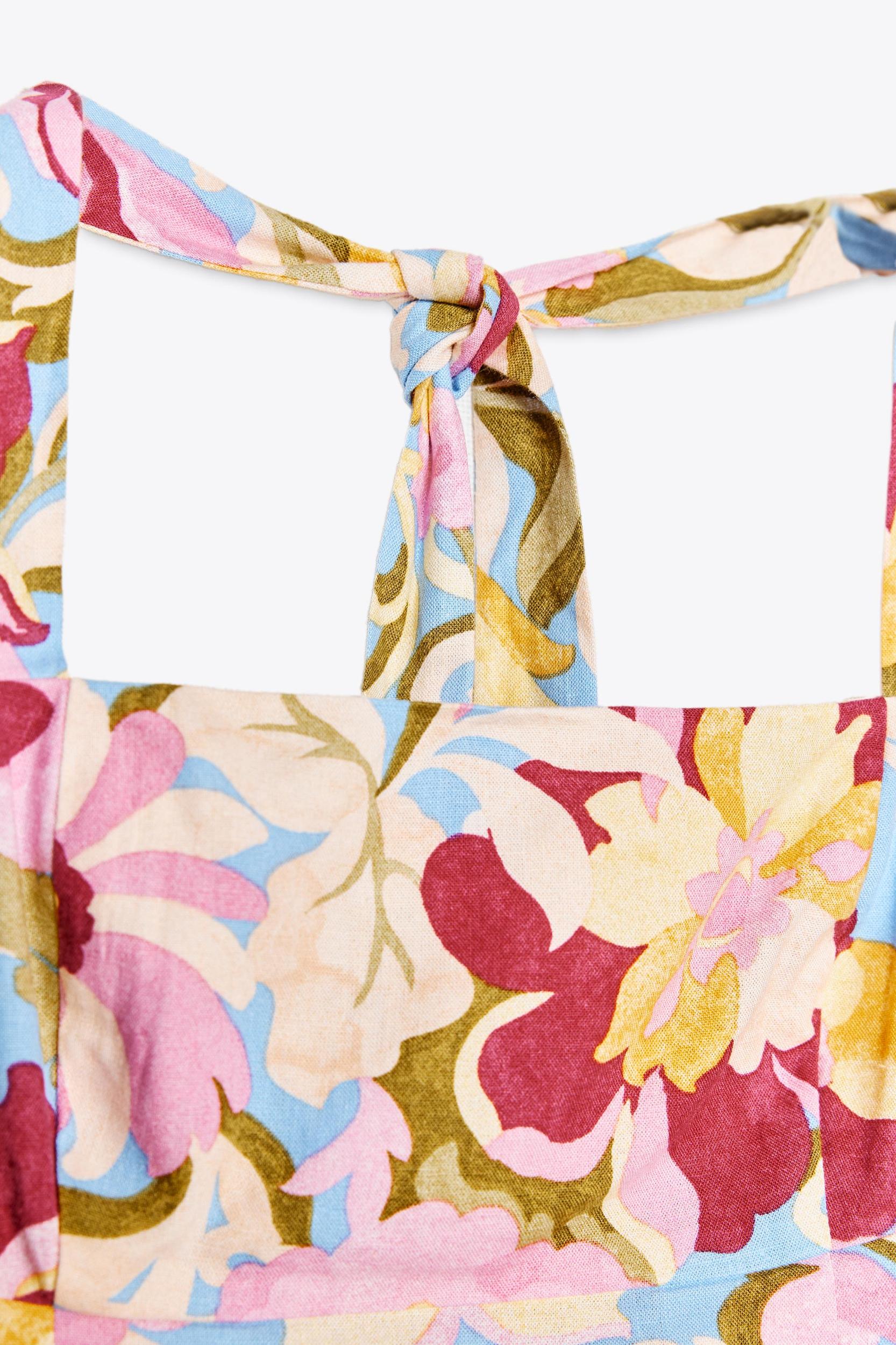 PRINTED LINEN MIDI DRESS Product Image