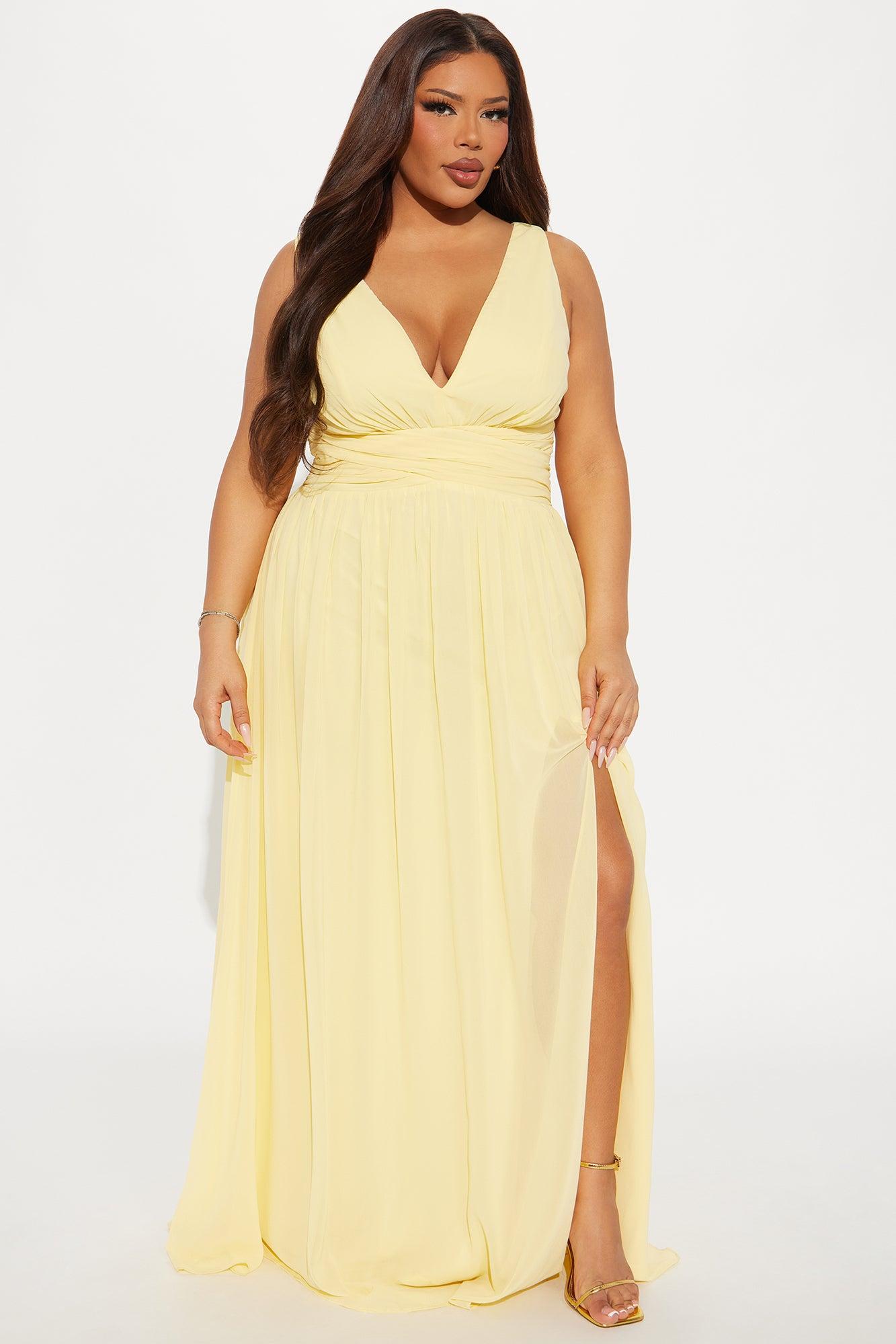 Juliet Chiffon Gown - Butter Yellow Product Image