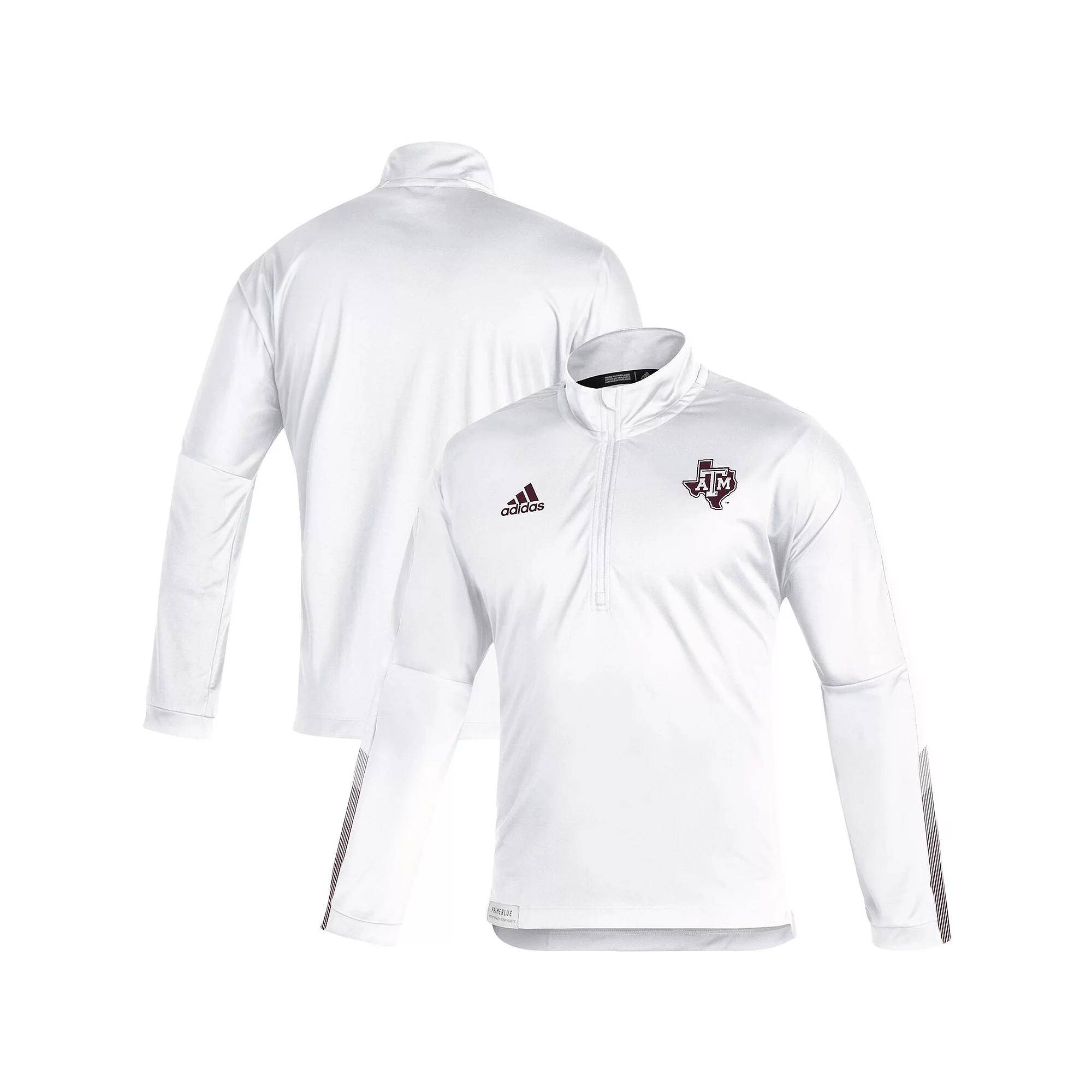 Men's adidas White Texas A&M Aggies 2021 Sideline Primeblue Quarter-Zip Jacket,  Product Image