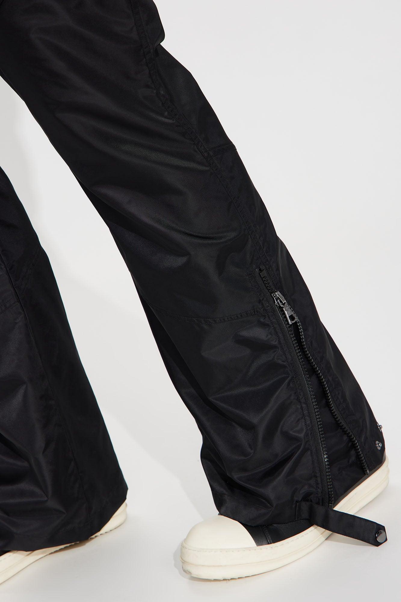 Play The Track Stacked Slim Flare Nylon Pants - Black Product Image